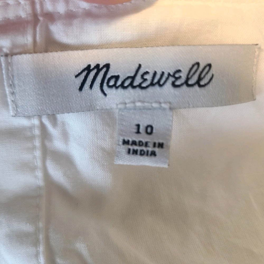 Madewell Annamarie White Puff Slee Mini Dress 100% Cotton Floral Women's Size 10 - Picture 6 of 9
